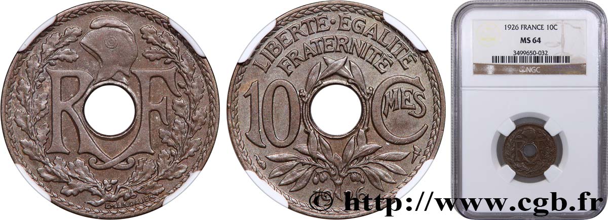 10 centimes Lindauer 1926  F.138/13 SPL63 NGC