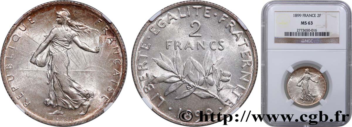 2 francs Semeuse 1899  F.266/3 SPL63 NGC