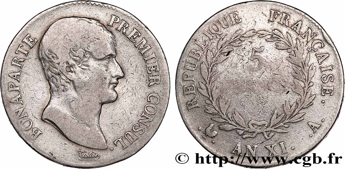 5 francs Bonaparte Premier Consul 1803 Paris F.301/1 S 