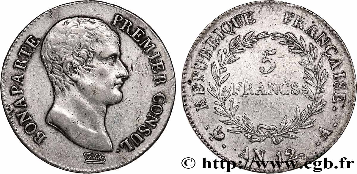 5 francs Bonaparte Premier Consul 1804 Paris F.301/9 XF 