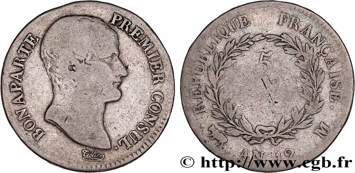 5 francs Bonaparte Premier Consul 1804 Toulouse F.301/20 F 