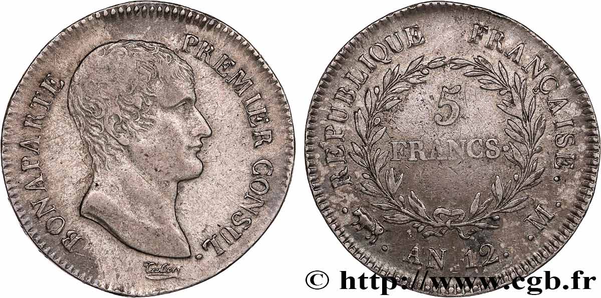 5 francs Bonaparte Premier Consul 1804 Toulouse F.301/20 XF 