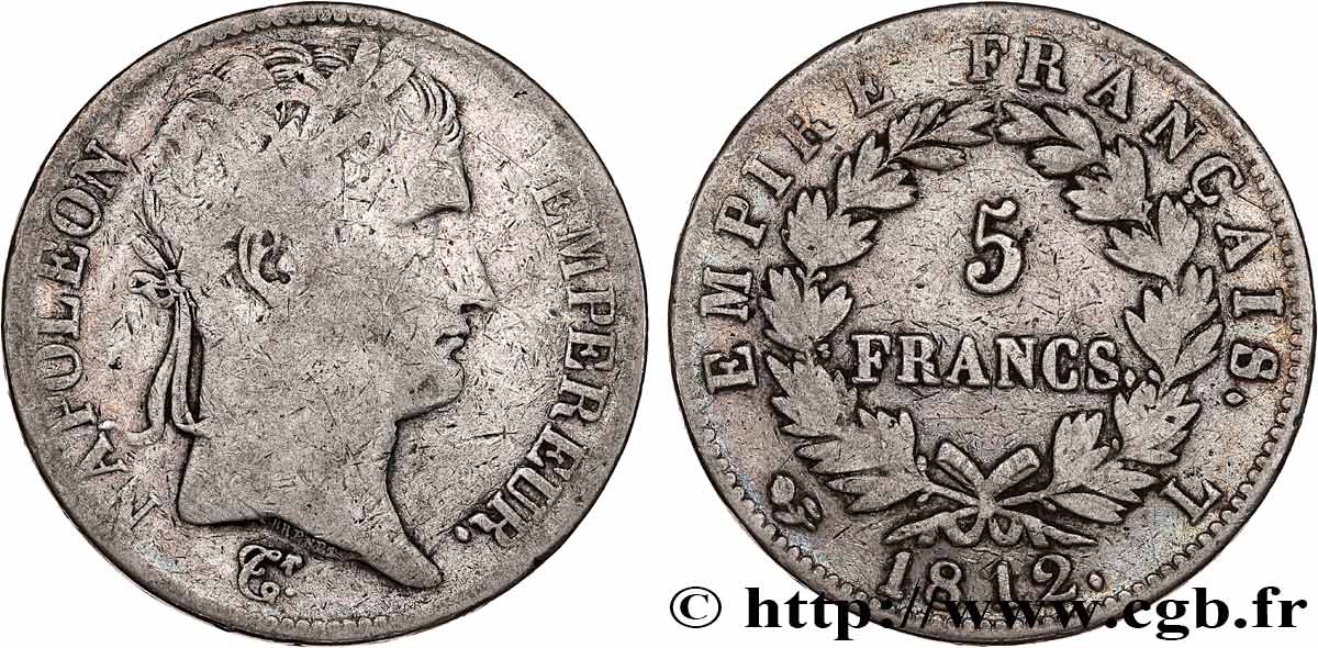 5 francs Napoléon Empereur, Empire français 1812 Bayonne F.307/48 F15 