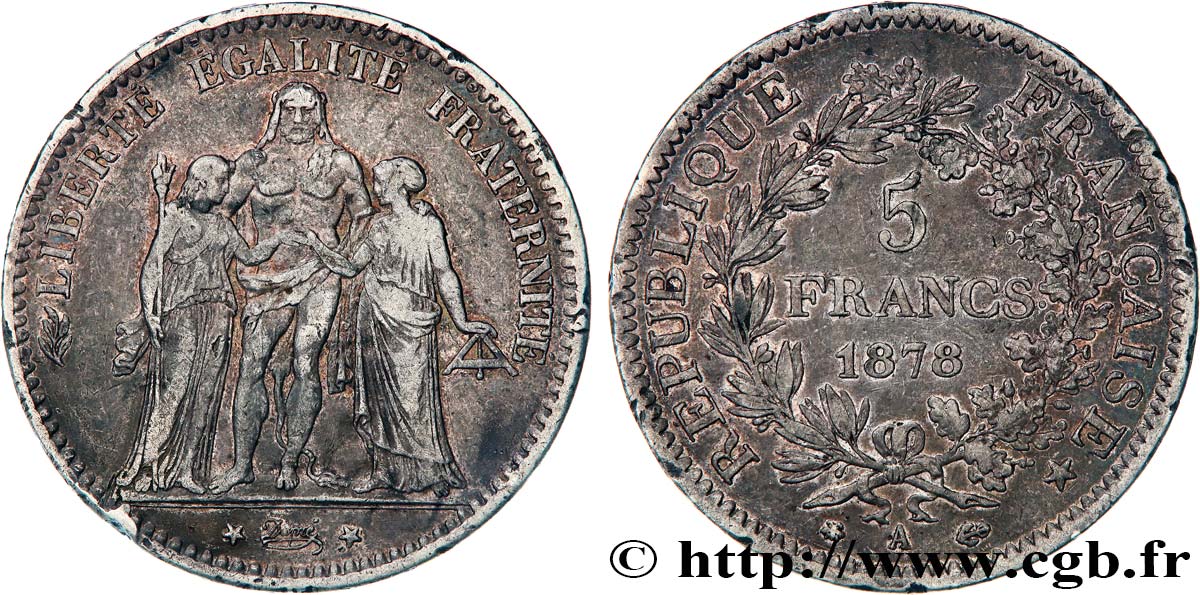 5 francs Hercule 1878 Paris F.334/21 VF 