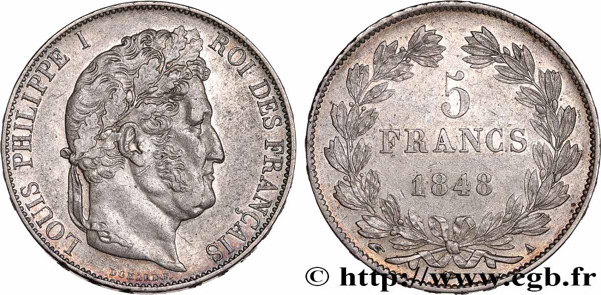 5 francs IIIe type Domard 1848 Paris F.325/17 BB53 