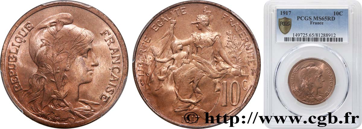 10 centimes Daniel-Dupuis 1917  F.136/28 FDC65 PCGS