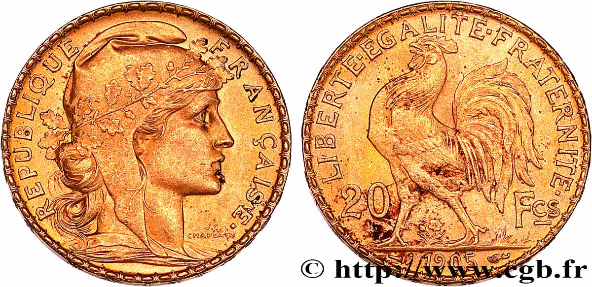 20 francs or Coq, Dieu protège la France 1905 Paris F.534/10 SUP 