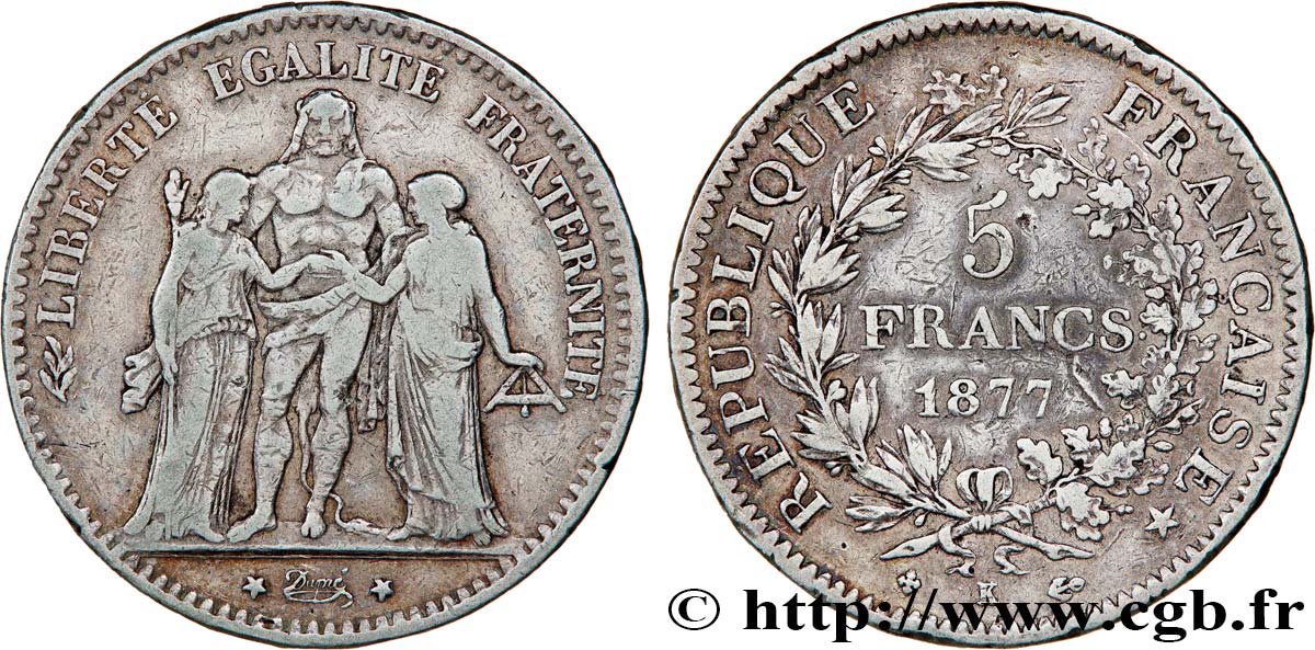 5 francs Hercule 1877 Bordeaux F.334/20 TB 