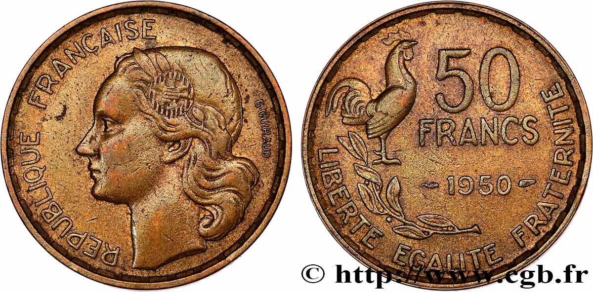 50 francs Guiraud 1950  F.425/3 AU50 