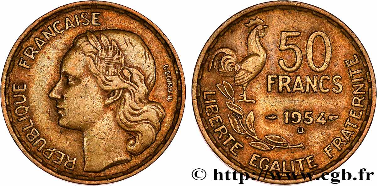 50 francs Guiraud 1954 Beaumont-Le-Roger F.425/13 VF35 