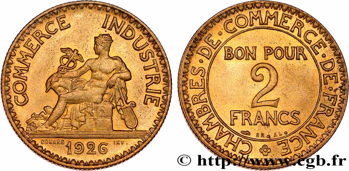 2 francs Chambres de Commerce 1926  F.267/8 SPL63 