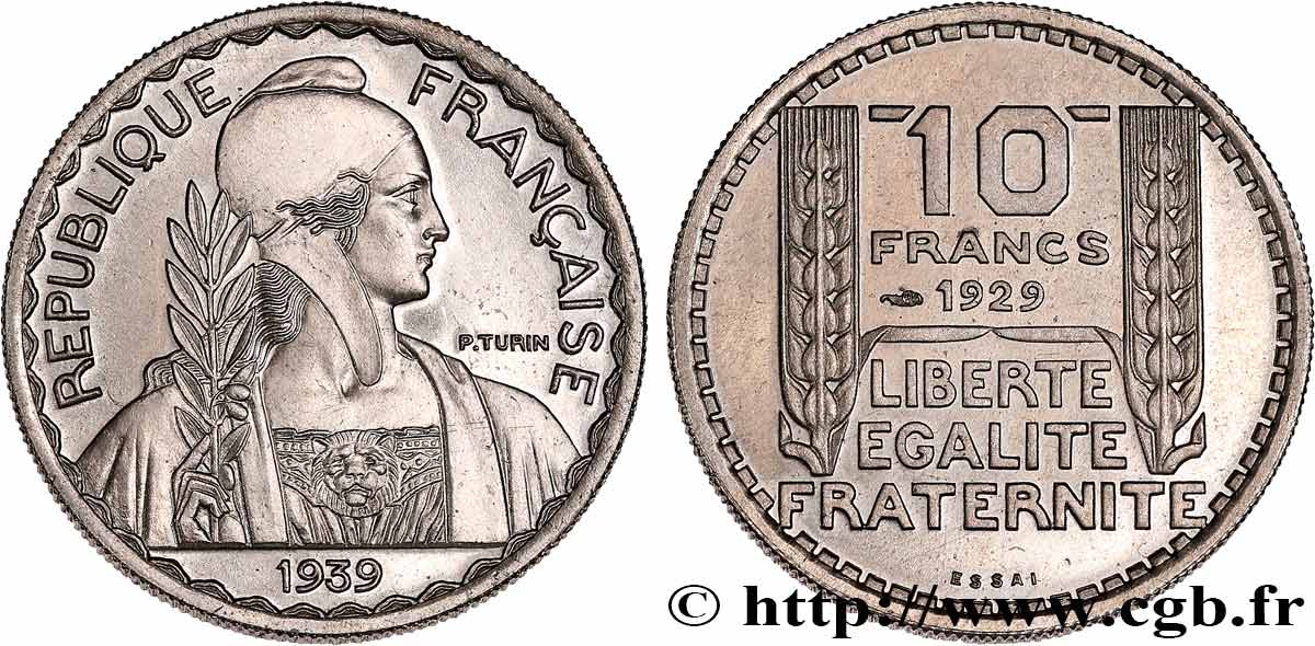 ESSAI 10 Francs Turin Hybride, module 25 mm, poids de 7,9 g n.d. Paris GEM.174 16 MS64 