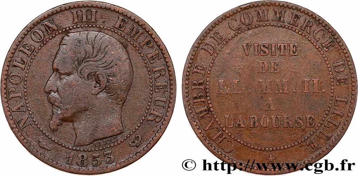 Module de cinq centimes, Visite impériale à Lille les 23 et 24 septembre 1853 1853 Lille VG.3367  BC+ 