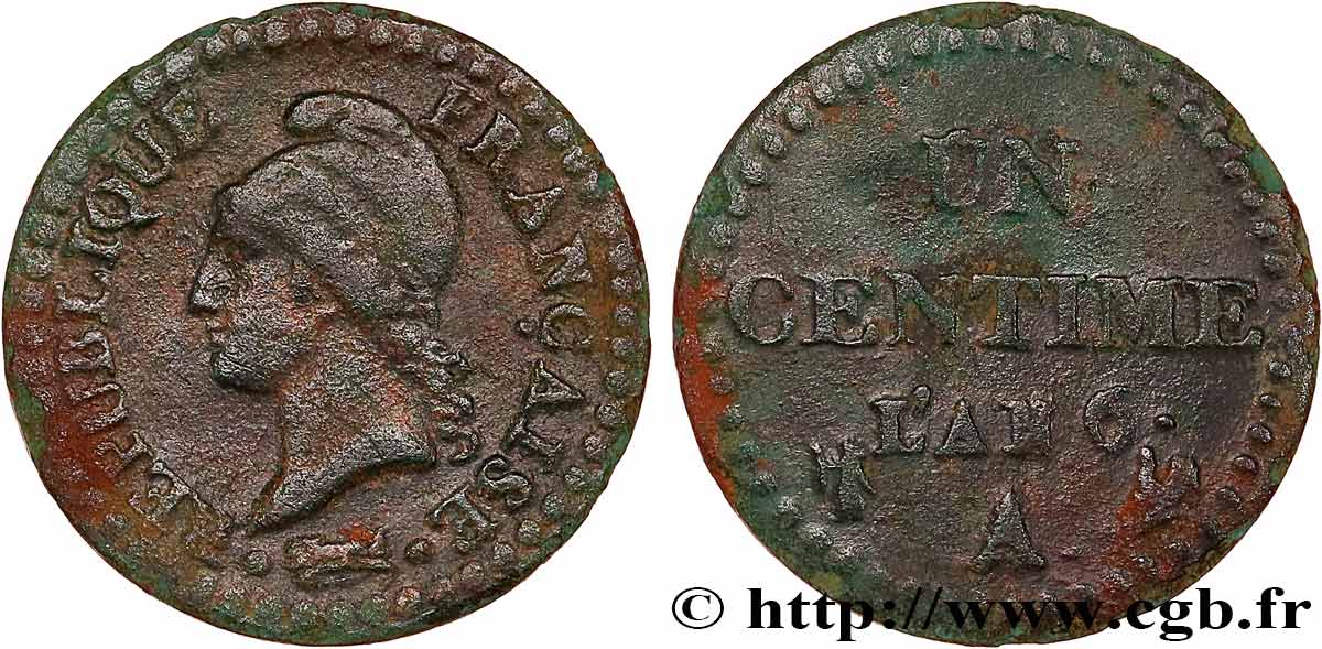 Un centime Dupré, grand 6 1798 Paris F.100/4 VF20 