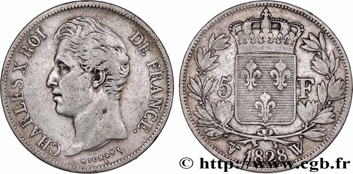 5 francs Charles X, 2e type 1828 Lille F.311/26 TB30 