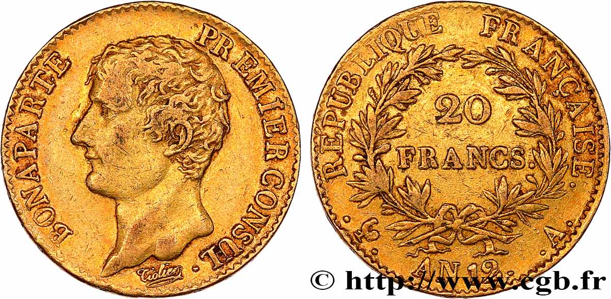 20 francs or Bonaparte Premier Consul 1804 Paris F.510/2 TTB 