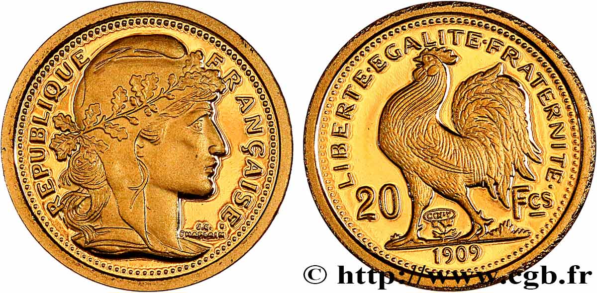 Réplique de 20 francs or Coq 1909 (médaille) n.d.   MS 