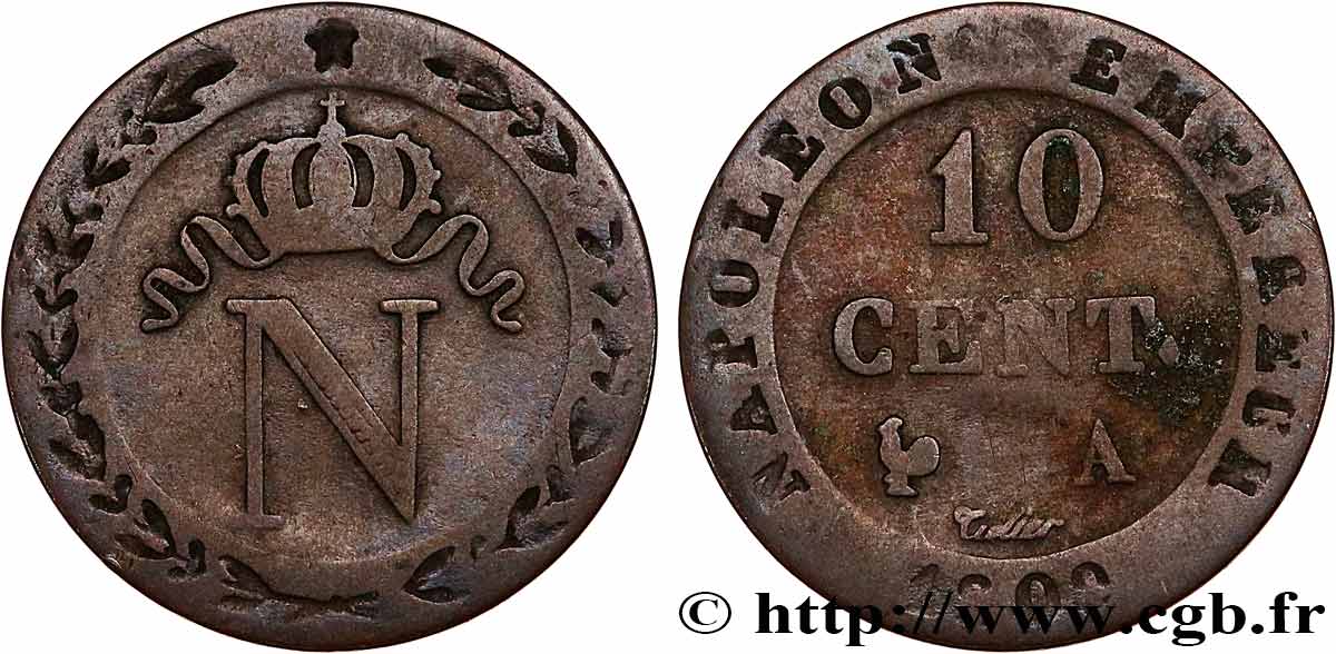 10 cent. à l N couronnée 1809 Paris F.130/10 BC20 