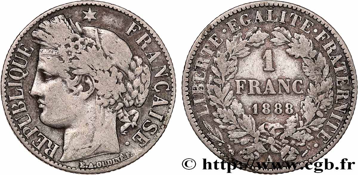 1 franc Cérès, Troisième République 1888 Paris F.216/10 TB20 