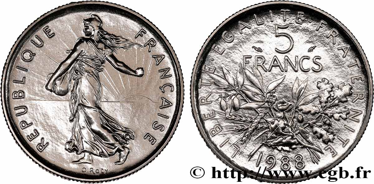 5 francs Semeuse, nickel 1988 Pessac F.341/20 ST 
