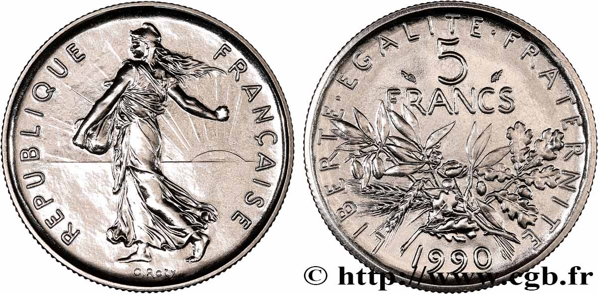 5 francs Semeuse, nickel 1990 Pessac F.341/22 FDC 