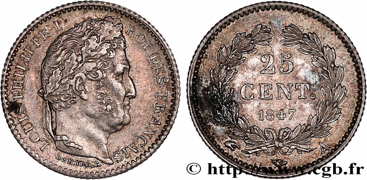 25 centimes Louis-Philippe 1847 Paris F.167/9 TTB+ 