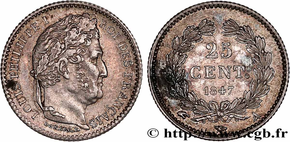 25 centimes Louis-Philippe 1847 Paris F.167/9 fVZ 