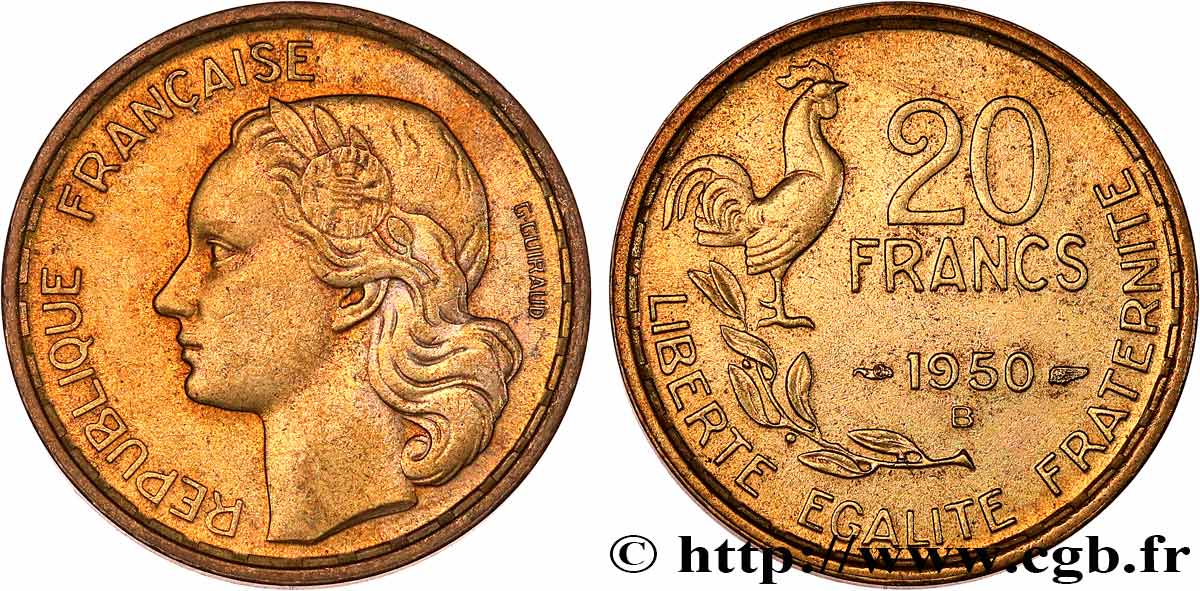 20 francs G. Guiraud 1950 Beaumont-Le-Roger F.402/4 SUP55 