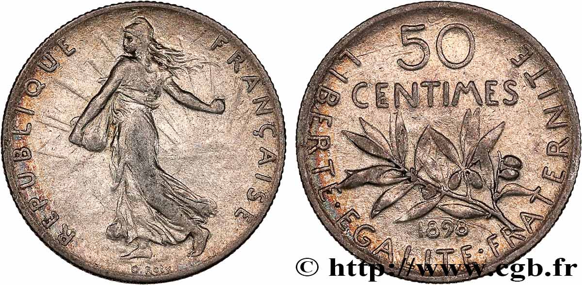 50 centimes Semeuse 1898 Paris F.190/3 VF 