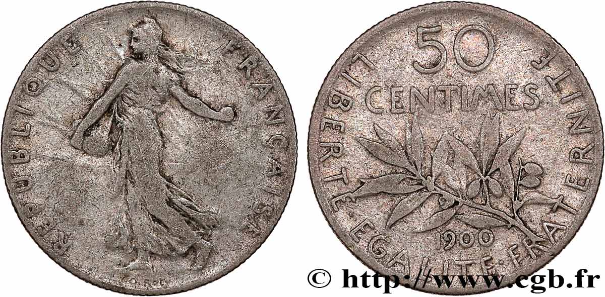 50 centimes Semeuse 1900 Paris F.190/6 B+ 