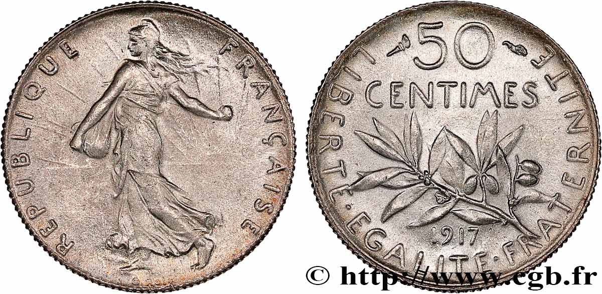 50 centimes Semeuse 1917  F.190/24 SC63 