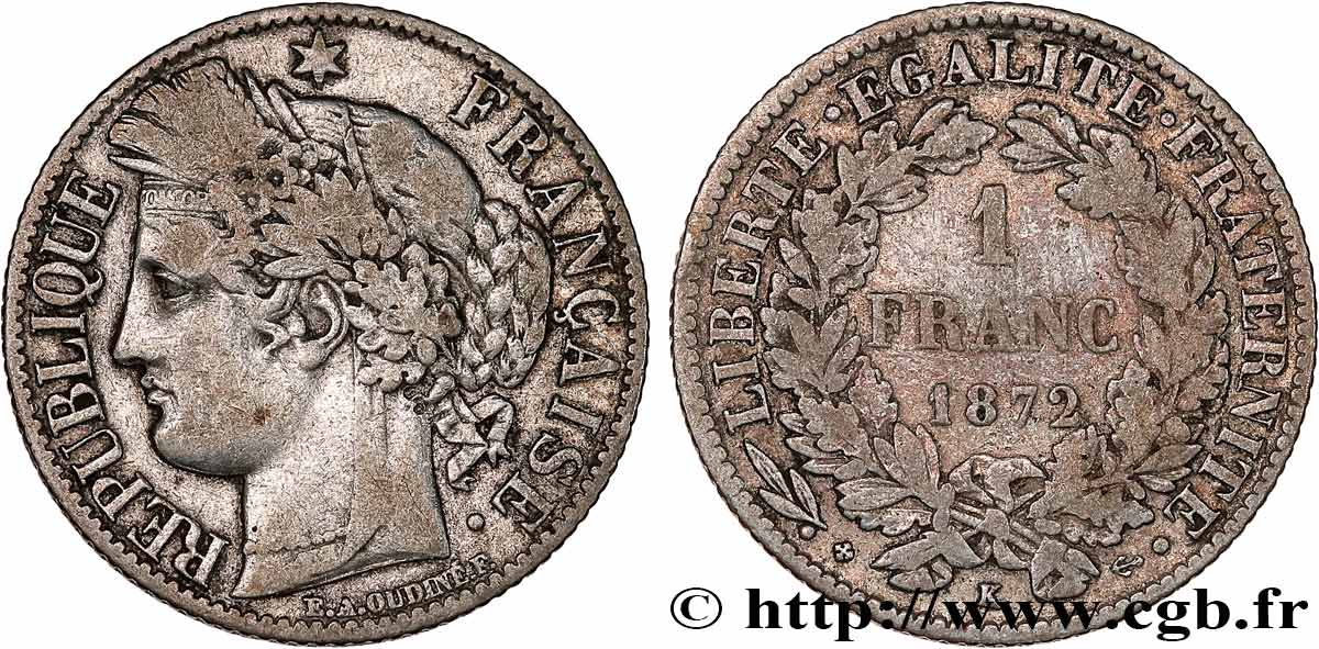 1 franc Cérès, IIIe République 1872 Bordeaux F.216/6 VF 