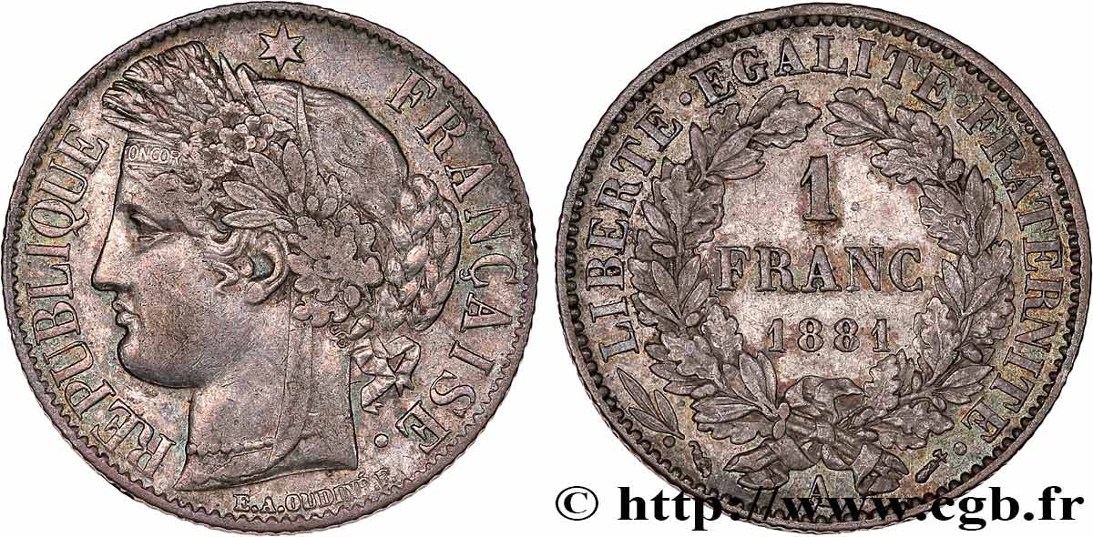 1 franc Cérès, Troisième République 1881 Paris F.216/8 XF 