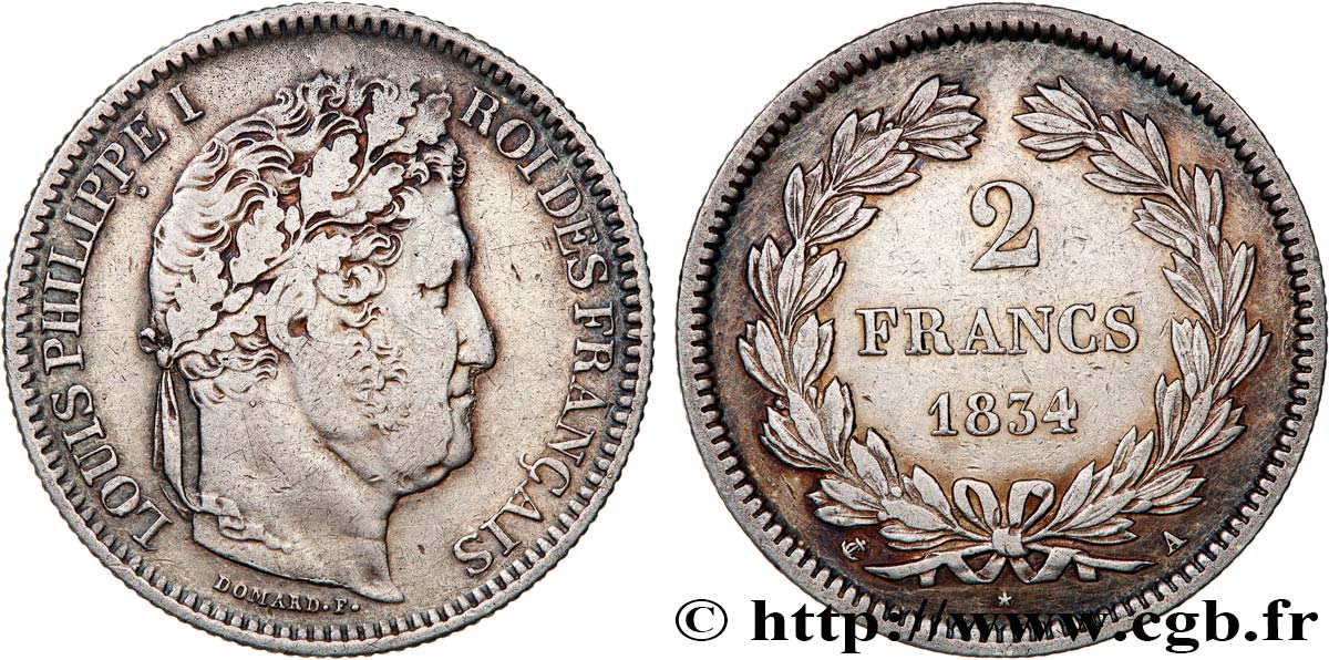 2 francs Louis-Philippe 1834 Paris F.260/29 TB 