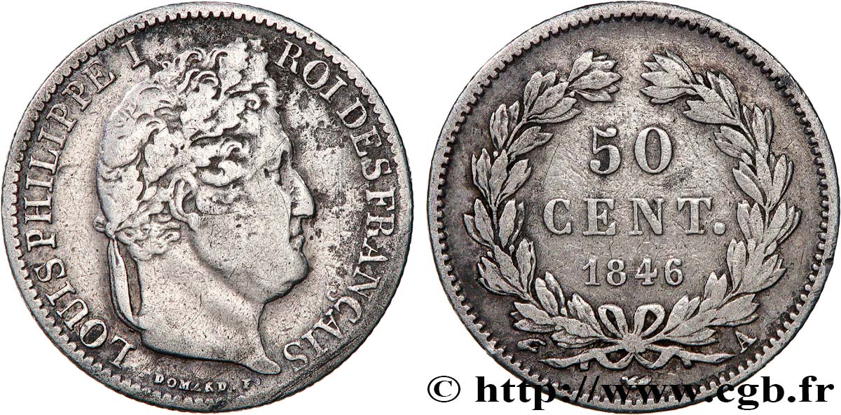 50 centimes Louis-Philippe 1846 Paris F.183/7 VF 