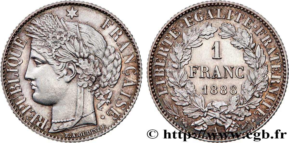 1 franc Cérès, Troisième République 1888 Paris F.216/10 MS 