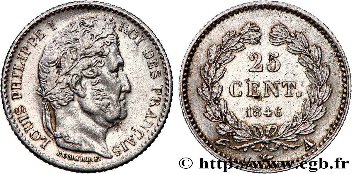 25 centimes Louis-Philippe 1846 Paris F.167/5 XF 