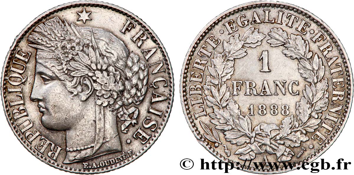 1 franc Cérès, IIIe République 1888 Paris F.216/10 TTB 
