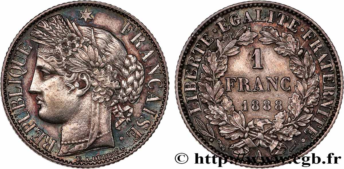 1 franc Cérès, IIIe République 1888 Paris F.216/10 TTB+ 