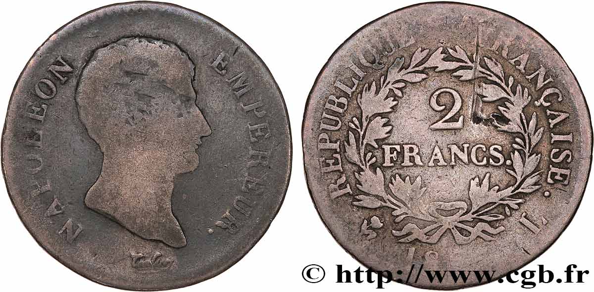 2 francs Napoléon Empereur, Calendrier grégorien 1807 Bayonne F.252/13 B 