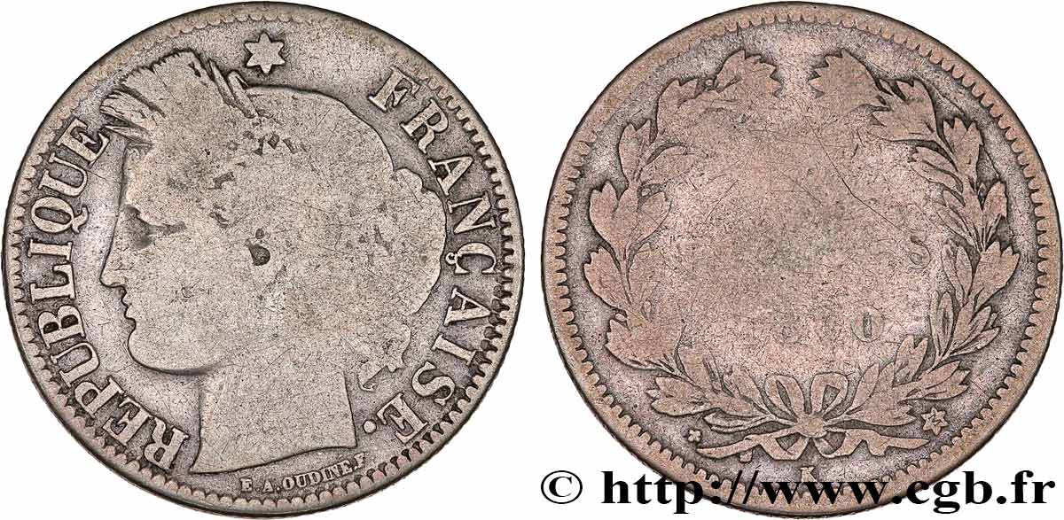2 francs Cérès, sans légende 1870 Bordeaux F.264/3 B6 
