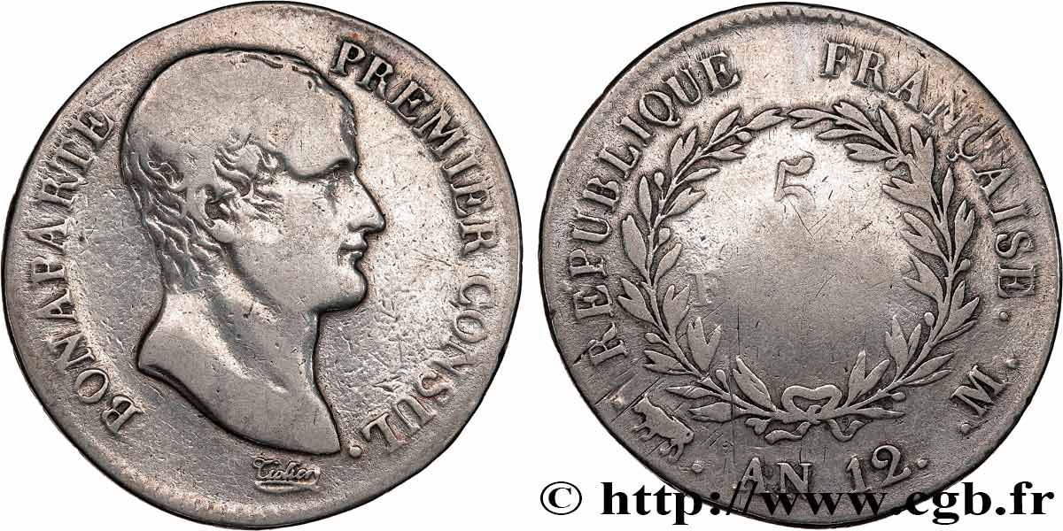 5 francs Bonaparte Premier Consul 1804 Toulouse F.301/20 B+ 