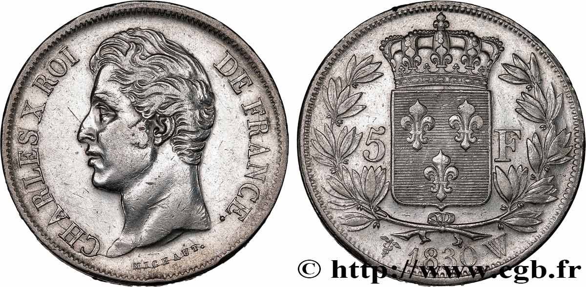 5 francs Charles X, 2e type 1830 Lille F.311/52 XF 