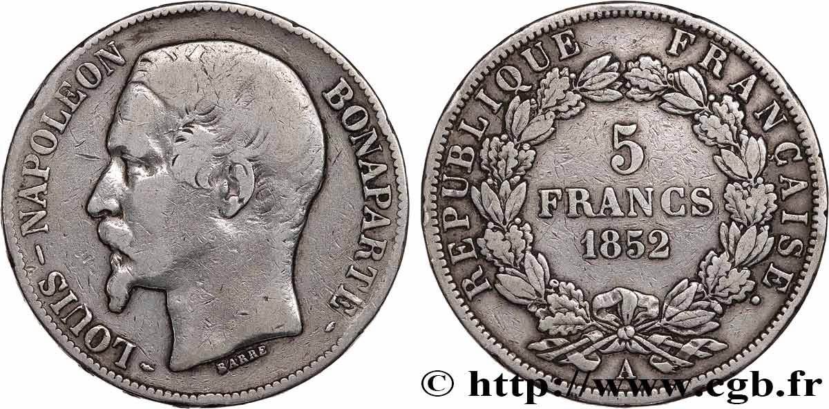 5 francs Louis-Napoléon, 1er type 1852 Paris F.329/1 BC 