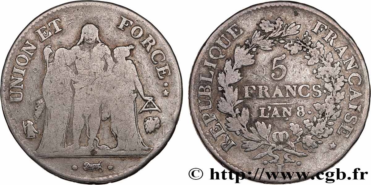 5 francs Union et Force, Union serré, avec glands intérieurs et gland extérieur 1800 Bayonne F.288/144 BC15 
