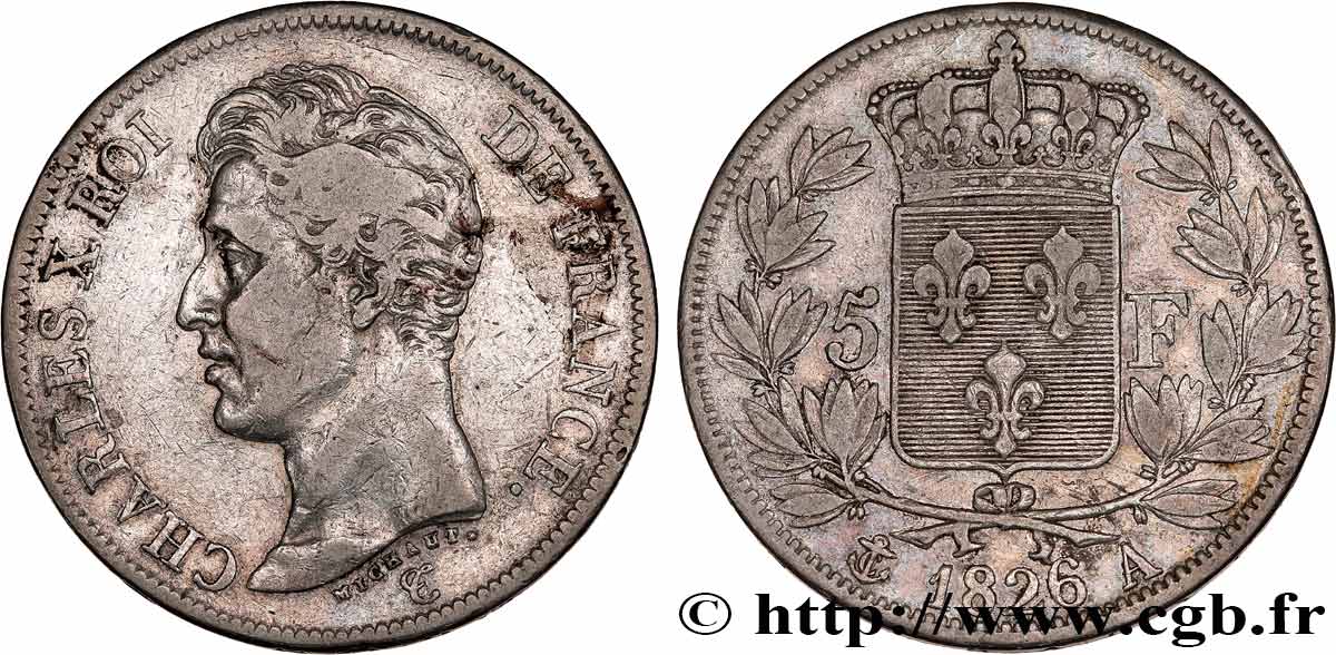 5 francs Charles X, 1er type 1826 Paris F.310/15 VF 