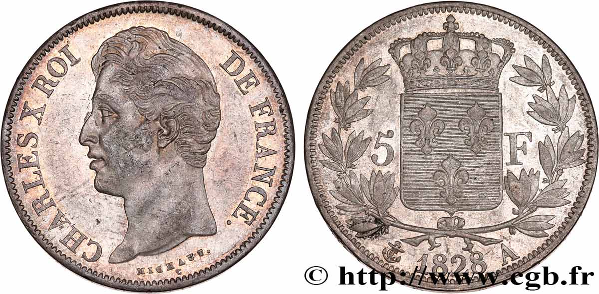 5 francs Charles X, 2e type 1828 Paris F.311/14 AU 