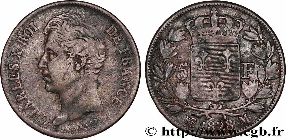 5 francs Charles X, 2e type 1828 Toulouse F.311/22 BC 