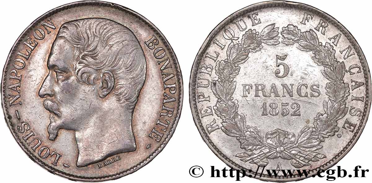 5 francs Louis-Napoléon, 1er type 1852 Paris F.329/1 SS 