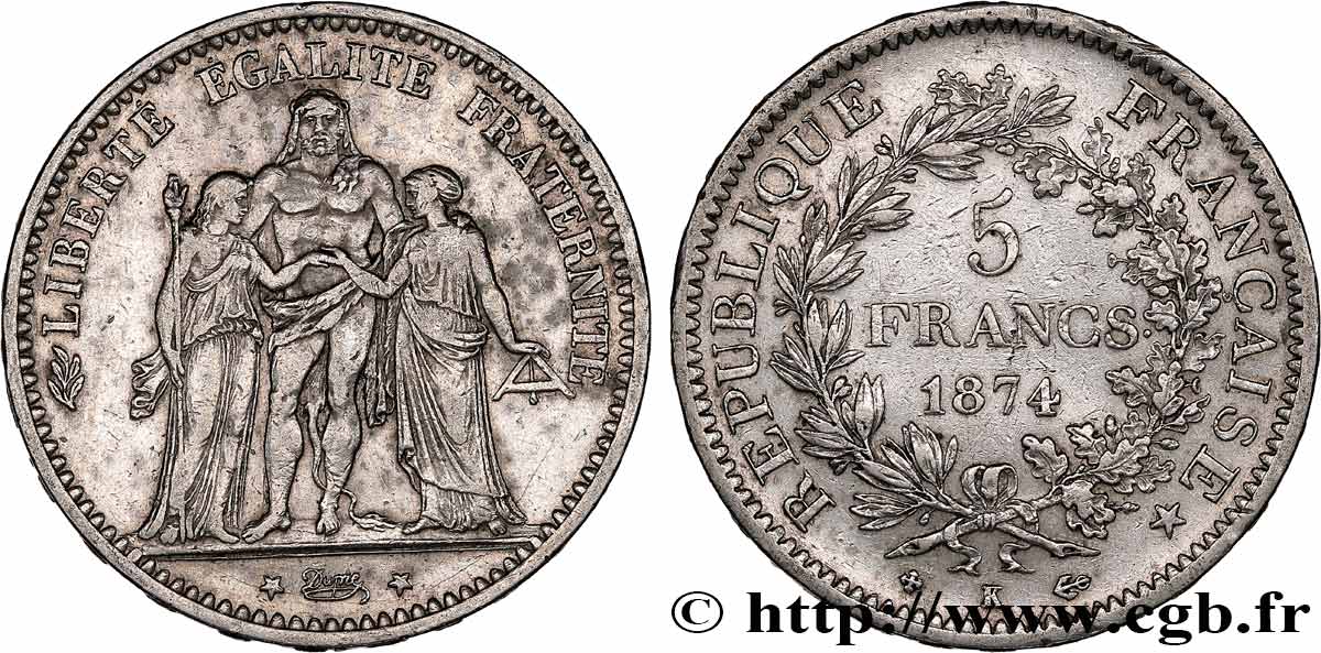 5 francs Hercule 1874 Bordeaux F.334/13 XF 
